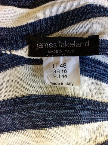 JAMES LAKELAND BLUE & IVORY CARDIGAN SIZE 16 - Whispers Dress Agency - Womens Knitwear - 4