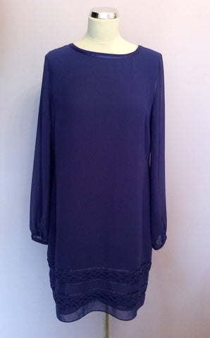 Coast Purple Long Sleeve Shift Dress Size 16 - Whispers Dress Agency - Sold - 1