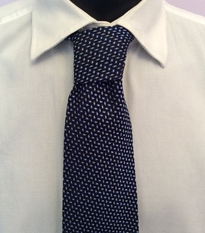Hugo Boss Dark Blue Print Silk Tie - Whispers Dress Agency - Mens Ties - 1