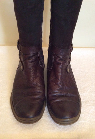 Tamaris Brown Buckle Trim Biker Boots Size 7.5/41 - Whispers Dress Agency - Sold - 5