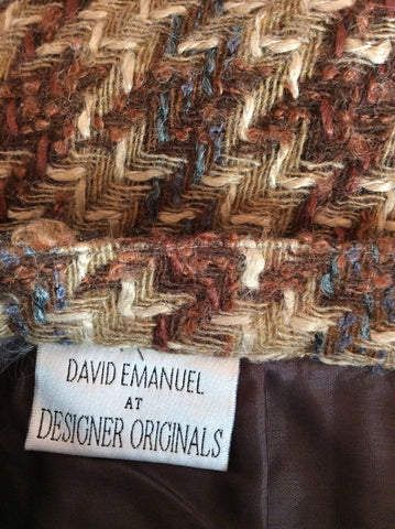Vintage David Emanuel Brown Wool Mix Skirt Size 16 Fit 14 - Whispers Dress Agency - Sold - 3