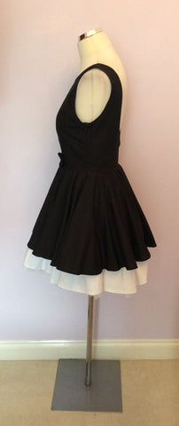 JONES & JONES BLACK & WHITE TRIM NETTED FULL SKIRT DRESS SIZE 10 - Whispers Dress Agency - Sold - 3