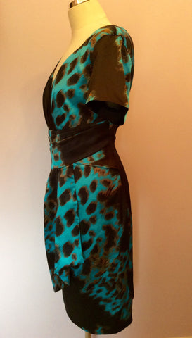 Brand New Michaela Lewis Turqouise & Black Pencil Dress Size 18 - Whispers Dress Agency - Sold - 2