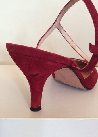 Hobbs Red Suede Ankle Strap Heels Size 6.5/39.5 - Whispers Dress Agency - Sold - 5