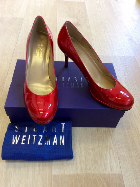 STUART WEITZMAN FOR RUSSELL BROMLEY RED PATENT LEATHER HEELS SIZE 6 39