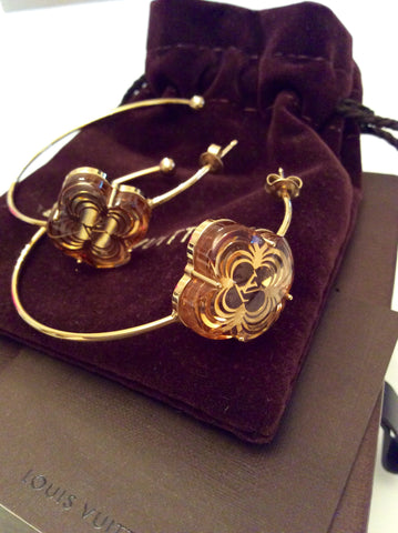 Louis Vuitton Gold Hoop Earrings In Original Box - Whispers Dress Agency - Sold - 2