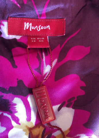 Monsoon Dark Purple Floral Print Net Overlay Strapless Dress Size 12 - Whispers Dress Agency - Womens Dresses - 5