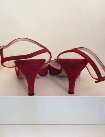 Hobbs Red Suede Ankle Strap Heels Size 6.5/39.5 - Whispers Dress Agency - Sold - 4