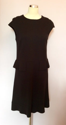 Joseph Black Wool Peplum Waist Dress Size 38 UK 10 - Whispers Dress Agency - Sold - 1