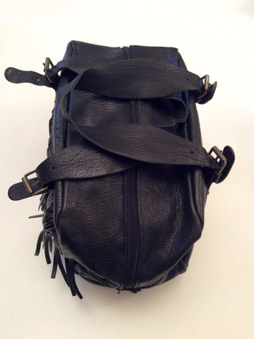 Coccinelle Black Leather Fringed Hand/Shoulder Bag - Whispers Dress Agency - Sold - 5