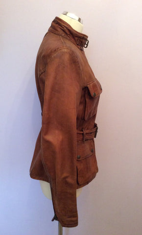 Belstaff Cognac / Antique Brown Leather 'Triumph' Jacket Size 12/14 - Whispers Dress Agency - Sold - 3