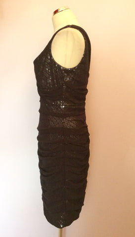 Brand New Frank Lyman Black Sequinned Net Overlay Cocktail Dress Size 14 - Whispers Dress Agency - Sold - 3