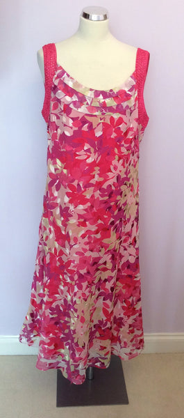 Jacques Vert Pink Floral Print Occasion Dress Size 20