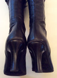 CLARKS BLACK LEATHER & SUEDE LACE UP TOPS KNEE LENGTH BOOTS SIZE 7/40 - Whispers Dress Agency - Womens Boots - 4