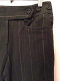 Whistles Black & Brown Pinstripe Formal Trousers Size 8 - Whispers Dress Agency - Womens Trousers - 2