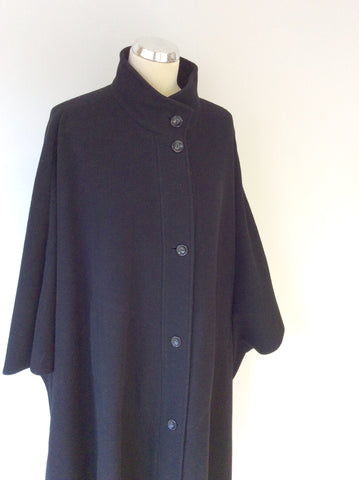 FENWICKS BLACK WOOL BLEND CAPE SIZE 14 - Whispers Dress Agency - Womens Coats & Jackets - 2