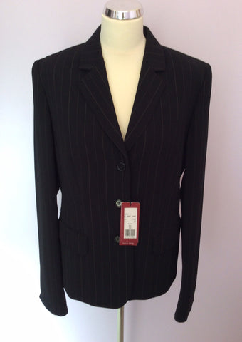 Brand New Dinomoda Black Pinstripe Trouser Suit Size 16 - Whispers Dress Agency - Sold - 2