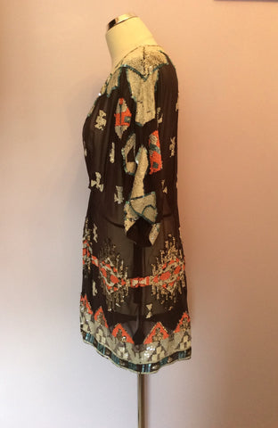 All Saints Dark Brown Silk Sequin Chariot Dress Size 12 - Whispers Dress Agency - Sold - 5