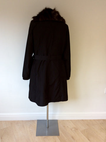 BRIEFING BLACK FOX FUR TRIM MAC/ COAT SIZE 44 UK 16 - Whispers Dress Agency - Womens Coats & Jackets - 4