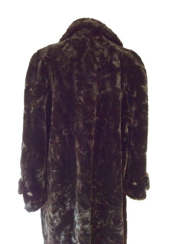 LA MAISON DE LA FAUSSE FOURRURE DARK BROWN FAUX FUR COAT SIZE L - Whispers Dress Agency - Womens Coats & Jackets - 7