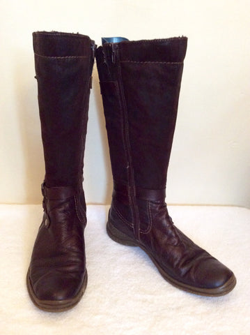 Tamaris Brown Buckle Trim Biker Boots Size 7.5/41 - Whispers Dress Agency - Sold - 1