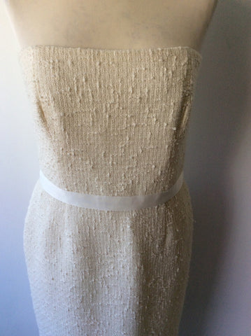 JAEGER IVORY STRAPLESS PENCIL DRESS SIZE 12 - Whispers Dress Agency - Womens Dresses - 2
