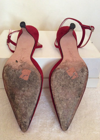 Hobbs Red Suede Ankle Strap Heels Size 6.5/39.5 - Whispers Dress Agency - Sold - 6