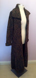 LISA CAMPIONE BROWN & GREY DESIGN LONG CARDIGAN/COAT SIZE 10 - Whispers Dress Agency - Womens Knitwear - 5