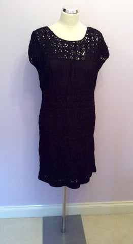 Jigsaw black appliqué design shift dress size S - Whispers Dress Agency - Womens Dresses - 1
