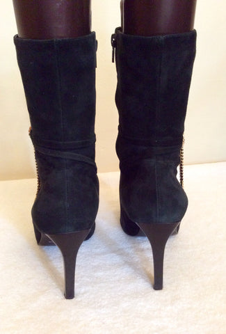 Lipsy Black Suede & Diamanté Trim Heeled Ankle Boots Size 6/39 - Whispers Dress Agency - Womens Boots - 4