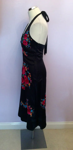 BRAND NEW MONSOON BLACK SILK EMBROIDERED HALTERNECK DRESS SIZE 8 - Whispers Dress Agency - Womens Dresses - 3