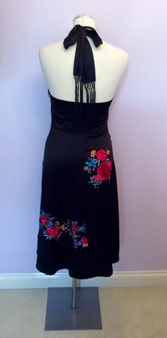 BRAND NEW MONSOON BLACK SILK EMBROIDERED HALTERNECK DRESS SIZE 8 - Whispers Dress Agency - Womens Dresses - 4