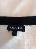 JAEGER CREAM & BLACK EDGE TRIM WOOL & SILK JUMPER SIZE L - Whispers Dress Agency - Womens Knitwear - 3