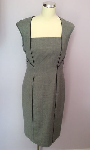 Coast Grey & Black Trim Wool Blend Pencil Dress Size 12 - Whispers Dress Agency - Womens Dresses - 1