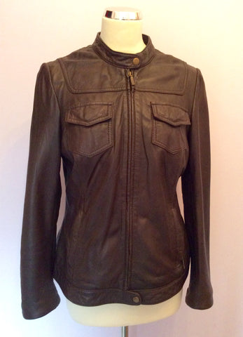 Monsoon Dark Brown Soft Leather Jacket Size 14 - Whispers Dress Agency - Sold - 1