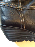 FLY LONDON BLACK LEATHER WEDGE HEEL BOOTS SIZE 6/39 - Whispers Dress Agency - Sold - 3