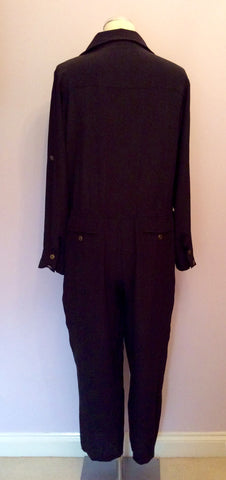 KOOKAI BLACK SILK ZIP UP JUMPSUIT SIZE 12 - Whispers Dress Agency - Sold - 4