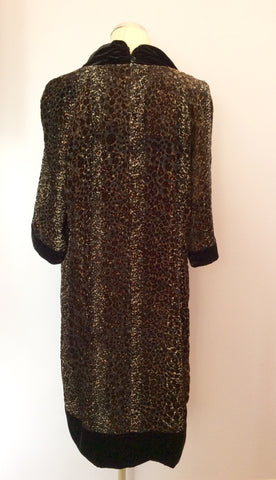 Jaeger Brown Silk Print With Black Velvet Trim Dress Size 16 - Whispers Dress Agency - Sold - 5