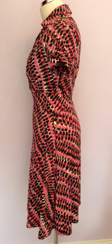 Betty Jackson Pink & Black Print Dress Size 8 - Whispers Dress Agency - Womens Dresses - 2