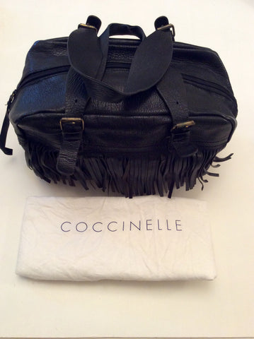 Coccinelle Black Leather Fringed Hand/Shoulder Bag - Whispers Dress Agency - Sold - 2