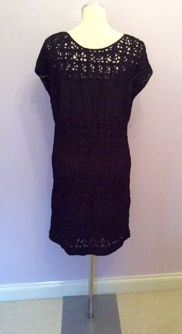 Jigsaw black appliqué design shift dress size S - Whispers Dress Agency - Womens Dresses - 4