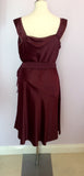 Brand New Amanda Wakeley Elements Burgundy Wine Satin Wrap Dress Size 16 - Whispers Dress Agency - Sold - 4