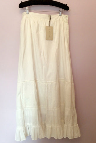 Brand New Kookai White Broidery Anglaise Trim Long Boho Skirt Size 42 UK 12/14 - Whispers Dress Agency - Sold - 1