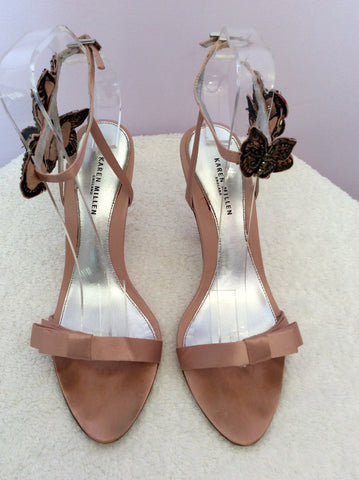 Karen Millen Pink Butterfly Detail Satin Sandals Size 4/37 - Whispers Dress Agency - Sold - 2