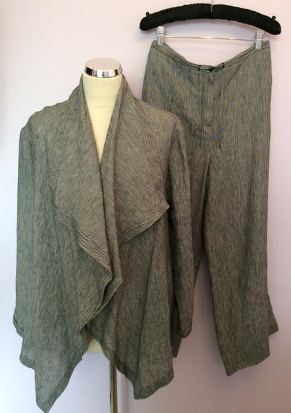 JAEGER BLACK & WHITE MARL LINEN JACKET & TROUSERS SUIT SIZE 16 - Whispers Dress Agency - Sold - 1