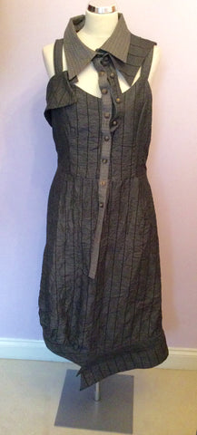 Casch By Gro Abrahamsson Quirky Grey / Brown Print Dress Size 42 UK 12 - Whispers Dress Agency - Womens Dresses - 1