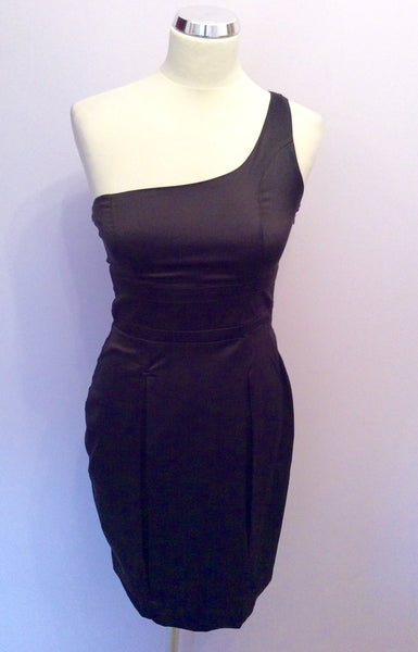 Lipsy Black Matt Satin One Shoulder Dress Size 8 Whispers Dress
