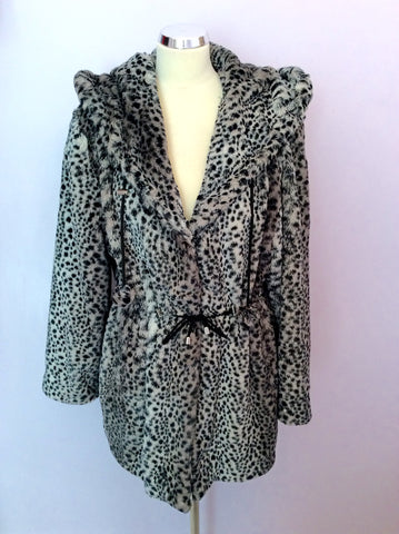 Designer Chamonix Grey, Black & Brown Leopard Print Coat Size 3 UK 16 - Whispers Dress Agency - Womens Coats & Jackets - 1