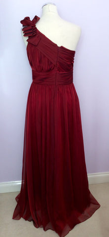 Edressit Deep Red One Shoulder Evening Dress Size 12 - Whispers Dress Agency - Womens Dresses - 5