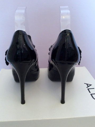 Aldo Black Patent Leather Peeptoe Mary Jane Heels Size 5/38 - Whispers Dress Agency - Womens Heels - 3